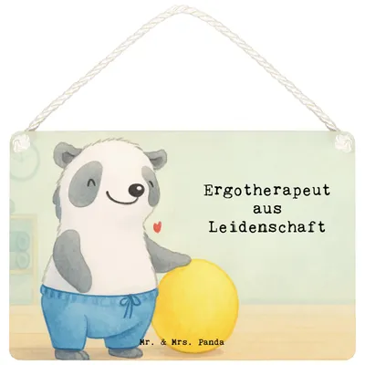 Produktbild von Mr. & Mrs. Panda Holzschild Ergotherapeut Leidenschaft Design DIN A6 - Weiß - Geschenk, holzbild, Wandbild Holz, Türschild, Lustig, Spruch, kleine aufmerksamkeit, Schild