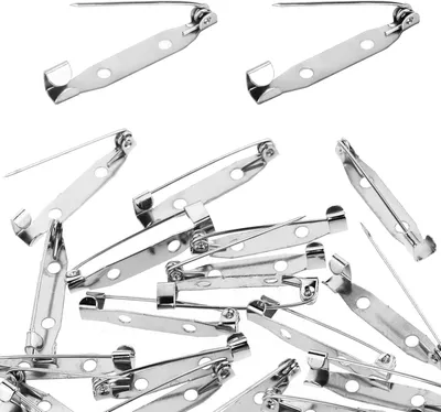 Productafbeelding van Brochspelden - Set van 60 - 30 mm zilveren veiligheidsspelden - Zilveren