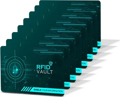 Produktbild von RFID VAULT 8x NFC RFID Karte Karten Set RFID & NFC Schutz Blocker Card für EC Kreditkarten Ausweis