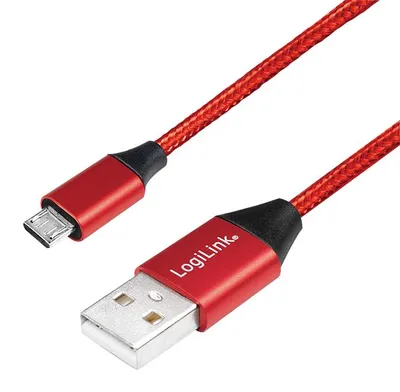 Produktbild von LogiLink USB 2.0 Kabel USB-A - Micro-USB Stecker 0,3 m rot