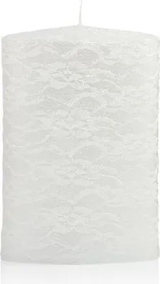 Produktbild von Formenkerze Ovalkerze in Spitzenmusteroptik 220 x 85 mm, Weiß, Kerze zum Gestalten einer Taufkerze, Kommunionskerze, Hochzeitskerze oder Anlasskerze