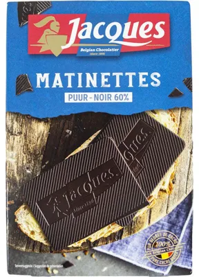 Image de Matinettes Jacques Chocolat Noir 60%, 128 g - Chocolat noir fin