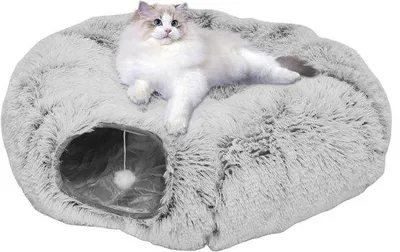 Produktbild von Kleines Kätzchen-Unterstand & Spielplatz – XL-Donut-Form – 2 Eingänge – Faltbar – Kätzchenbett & Versteckmöglichkeit für Katzen und kleine Haustiere