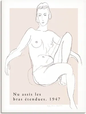 Produktbild von ARTland Leinwandbild Nu assis les bras étendues 1947 Größe: 90x120 cm