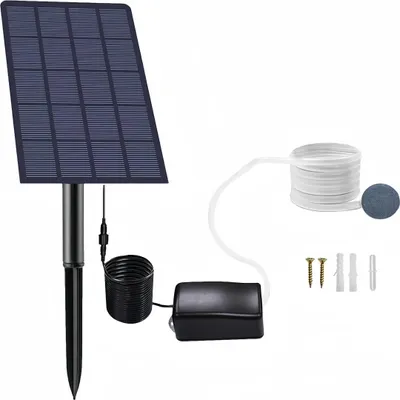 Produktbild von 2.5W Solar Teichbelüfter, Wasserdicht Solar Aquarium Sauerstoffbelüfter Luftpumpe, Angeln Belüfter mit  Rohr Luftblasen Steine für Garten, Teich