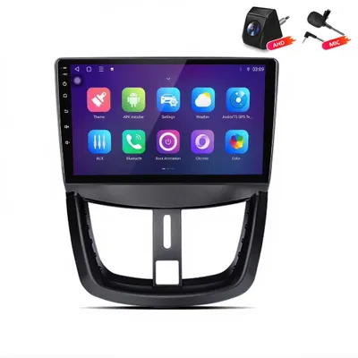 Image de Autoradio Android avec caméra de recul pour Peugeot 207 CC (2006-2015), compatible CarPlay et Android Auto, GPS intégré, navigation, 6+128 Go de stockage, 4G LTE, Wi-Fi, RDS, commandes au volant, BT, DAB+, écran de 9 pouces