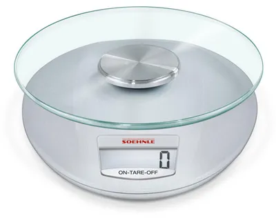 Obrázok produktu pre Soehnle Roma Silver, Elektronická kuchynská váha, 5 kg, 1 g, Strieborná, Sklo, Plast, Sklo