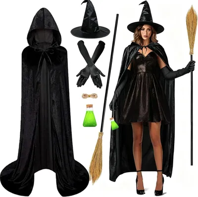 Productafbeelding van Heksenkostuums voor dames, 2 versies, in verschillende maten, geschikt voor Halloween