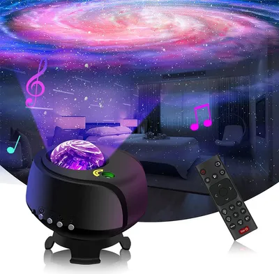 Produktbild von LED Projektor Sternenhimmel Lampe, LED Musik Lautsprecher Projektor mit Fernbedienung, Sternenhimmel Projektor Lampe mit Timer