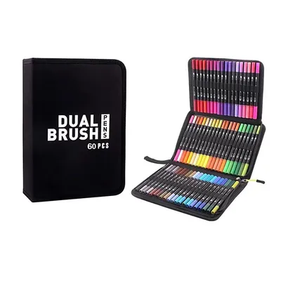 Produktbild von Metallic Marker Stifte, 60 Dual Tip Metallic Acrylstifte Wasserfest, Stifte Set für Fotoalbum, Gästebuch Hochzeit, Scrapbook Zubehör