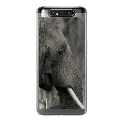 Produktbild von MuchoWow® Handyhülle Schutzhülle Hülle für Samsung Galaxy A80 Elefant - Tiere - Schwarz - Weiß Silikon Softcase Handy Hülle - Schutzdeckel
