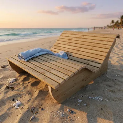 Produktbild von Holzliege Waldsofa Wellenliege Relaxliege "Sigi" Gartenliege Massivholz Lärche gerade 140cm Himmelsliege