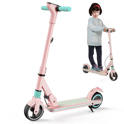 Produktbild von Elektroroller Kinder ab 6-16 Jahren, Rosa Elektroscooter mit LED-Anzeige, Faltbarer E Scooter, Zwei Bremsarten, 14KM/H, Geschenk Für Kinder Und Jugendliche