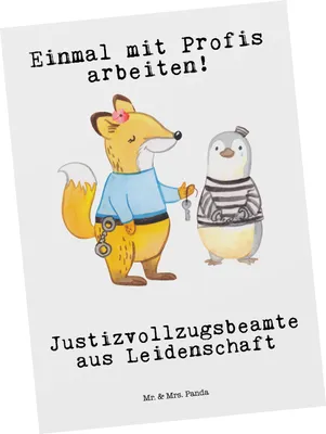 Produktbild von Mr. & Mrs. Panda Postkarte Justizvollzugsbeamte Leidenschaft - Weiß - Geschenk, Witzig, bildkarte, Postkarten, Gefängniswärterin, Lustig, Grußkarte, Spruch, Fotokarte