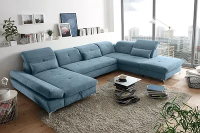 Produktbild von Funktionale Couch "Melfi" Sofa Schlafcouch Bettsofa Schlafsofa Sofabett Wohnlandschaft ausziehbar anthrazit Ottomane links U-Form
