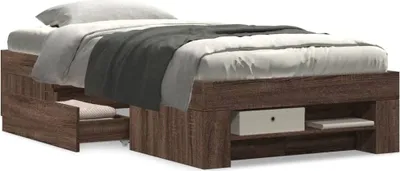 Produktbild von "2026 Promotion" Bettgestell moderne - ohne Matratze - Braun Eiche 100x200 cm - Holzwerkstoff - Polsterbett CC15829