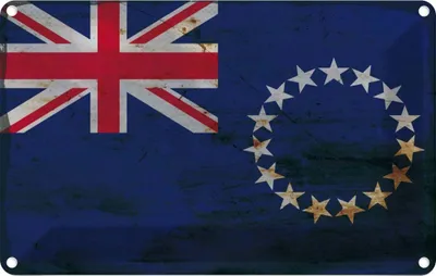 Produktbild von vianmo Blechschild 20x30 cm Cookinseln Cook Islands Rost Flagge Fahne Wappen