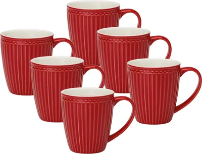 Produktbild von Greengate Alice Becher mit Henkel red 0,4l Set6