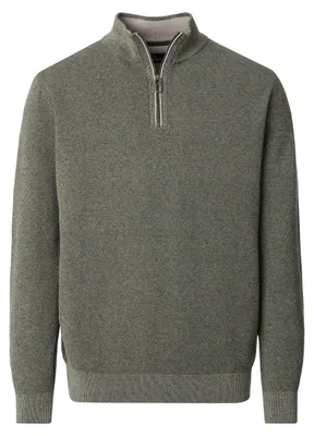 Produktbild von CASAMODA Herren Strick-Troyer Zipper Regular Baumwolle Grün 3XL
