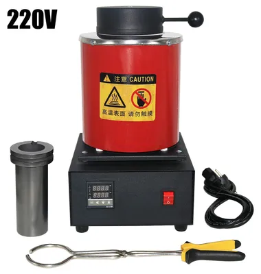 Produktbild von Elektrischer Goldschmelzofen - Metallschmelzofen - 2 kg Kapazität - 1400 W - Digitale Temperaturregelung - 1100 °C - 220 V - Rot