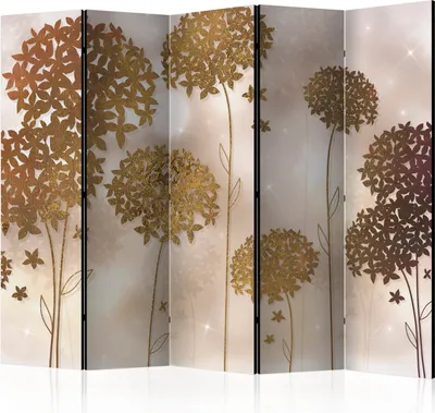 Produktbild von Akusticher Raumteiler Blumen Foto Paravent 225x172 cm beidseitig auf Vlies-Leinwand bedruckt Akustikschaum Trennwand Spanische Wand Sichtschutz Home Office Natur beige b-A-0292-z-c