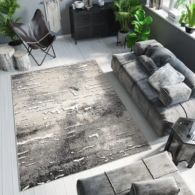 Immagine prodotto di Tappeto a pelo corto Moderno Grigio Screziato Soggiorno Camera da letto 3D ÖKOTEX 80 x 150 cm