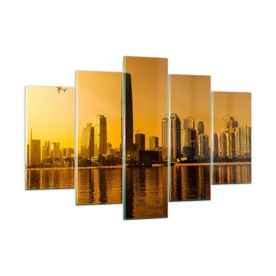 Produktbild von Bilder auf glas - Stadt â € <Agglomeration Fluss Flugzeug - 150x100cm - Glasbilder - Wandbilder - Kunstdruck - Wanddekoration aus Glas - Glas Bilder - Wandbild auf Glas - GEA150x100-2726