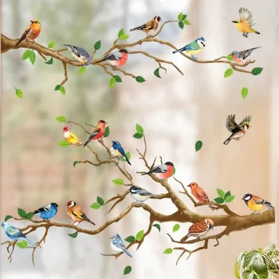 Produktbild von ALSTER HERZ® 2x Fensterbild, Vögel, Aufkleber, Fenstersticker, Ast, Pflanzen, H0586