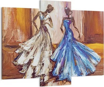 Produktbild von Bild auf Leinwand - Leinwandbild - 3 Teile - Frauen Kleider Öl - 130x100cm - Wand Bild - Wanddeko - Wandbilder - Leinwanddruck - Bilder - Wanddekoration - Leinwand bilder - Wandbild - CB130x100-4172
