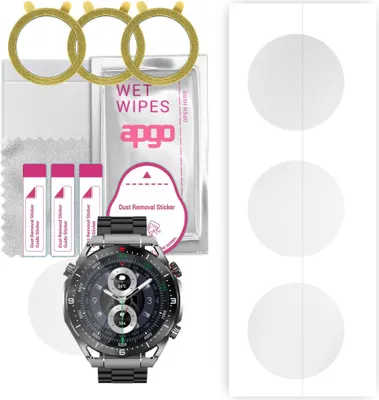 Produktbild von apgo 3 Stück Schutzfolie, klar, kompatibel mit Maxcom Ecowatch1 Smartwatch, Hydrogel Displayschutzfolie mit Positionierhilfe, Displayfolie, robust und kratzfest