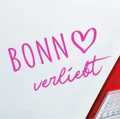 Produktbild von Auto Aufkleber Bonn verliebt Herz Stadt Heimat Liebe Car 19x10 cm Pink Sticker Heckscheibenaufkleber