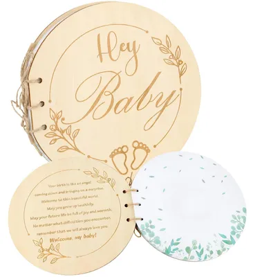 Image de Solidchoice - Livre d'or en bois pour baby shower, avec 80 pages