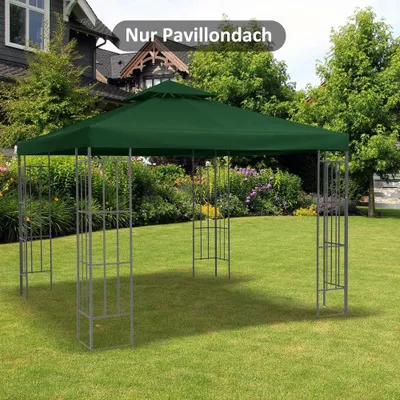 Zdjęcie produktu dla Pavilon dach - Zastępczy dach o wymiarach 3x3 m - Wodoodporny poliester - Do pawilonów ogrodowych i metalowych - Zielony