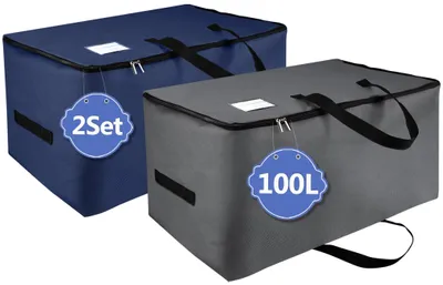 Produktbild von Aufbewahrungssäcke 100 l - Aufbewahrungstasche unter dem Bett - Faltbar - 600D Oxford-Stoff - Doppelreißverschluss - Mit Griffen