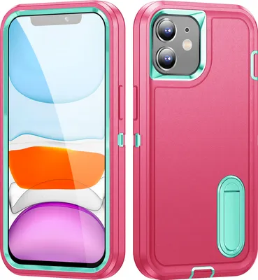 Produktbild von Hülle für iPhone 11 Hybrid Dreilagige Robust Stoßfest Schwerlast Schutzhülle mit Ständer Rosa