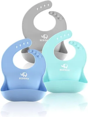 Produktbild von Famanu Silikon-Babylätzchen - 2 Stück Wasserdichte Lätzchen für Babys und Kleinkinder