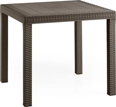 Produktbild von Quadratischer Tisch 80x80cm für den Garten im Freien aus Polypropylen-Rattan Dallas - Braun