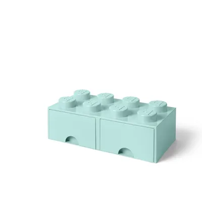 Produktbild von LEGO Aufbewahrungsbox in Ziegelsteinform mit 2 Schubladen 8 Noppen - Türkis