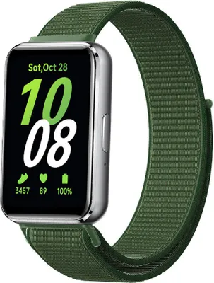 Produktbild von Strap-it Smartwatch-Nylonarmband mit Klettverschluss - passend für Samsung Galaxy Fit 3 (grün)
