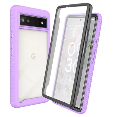 Obrázek produktu pro Pouzdro pro Google Pixel 6A, nárazník s vestavěnou ochranou displeje 360° celotělové ochranné pouzdro Fialová