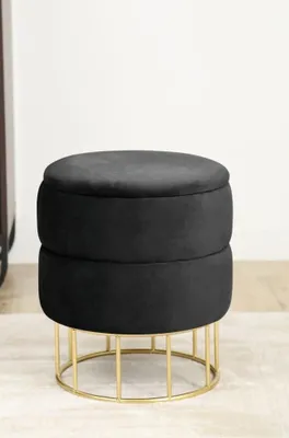 Produktbild von Stilvoller Hocker MALIOR mit Stauraum – schwarz/gold