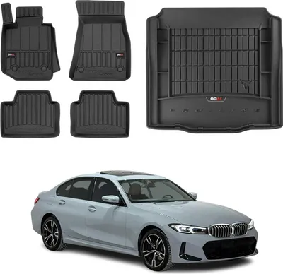Immagine prodotto di Set di tappetini e fodere per bagagliaio OMAC per BMW Serie 3 G20 2018-2025 in gomma nera 5x