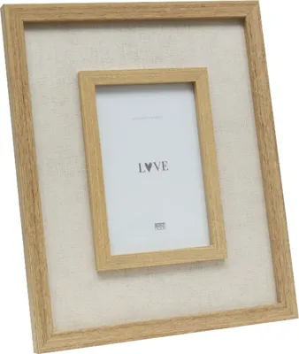 Produktbild von Bilderrahmen Naturholz mit Leinenmatte 13x18 cm Beige Deknudt S68UE3