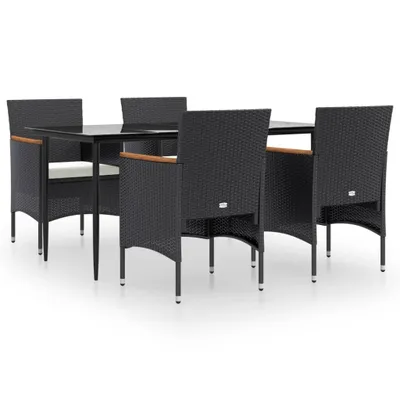 Produktbild von vidaXL 5-tlg. Garten-Essgruppe mit Kissen Schwarz