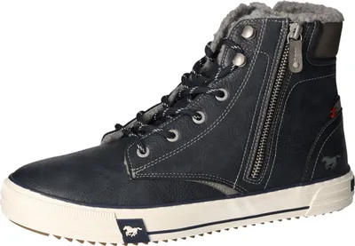 Produktbild von Mustang Herren Sneaker High Top Stiefelette Reißverschluss Warmfutter 4172-604, Größe:45 EU, Farbe:Blau