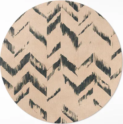 Produktbild von Indische Pfeile getragenes Fischgrätenmuster – Vinyl Fußmatte – Ø 90cm – Rutschfest – Pflegeleicht & Langlebig