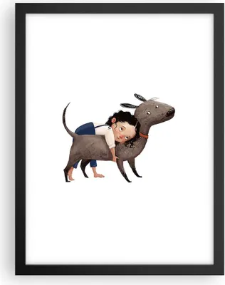 Produktbild von Gerahmtes Poster - Schwarzer Rahmen - Kind Hund Bild - 30x40 cm - Wand Bild - Wanddeko - Wandbilder - Kunstposter - Wandposter - Bilderrahmen - Bilder - Kunstdruck - Wanddekoration - P2BPA30x40-4783