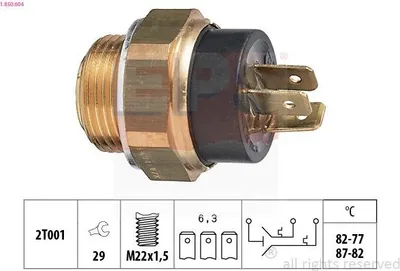 Produktbild von EPS 1.850.604 Temperaturschalter Kühlerlüfter Thermoschalter passend für PEUGEOT 205 II (20A/C) 205 I Cabriolet (741B, 20D) 205 I (741A/C) für CITROËN