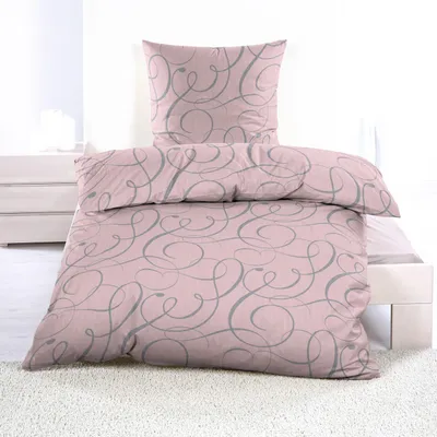 Produktbild von Casa Colori Microfaser Seersucker Bettwäsche - Ornament altrosa 135 x 200 cm altrosa Ornamente in grau