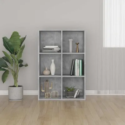 Produktbild von vidaXL Bücherregal/Sideboard Betongrau 66x30x98 cm Holzwerkstoff - Bücherschrank - Bücherschränke - Bücherregal - Bücherregale